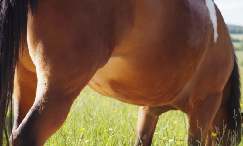 Ein Pferd grast friedlich auf einer Wiese
